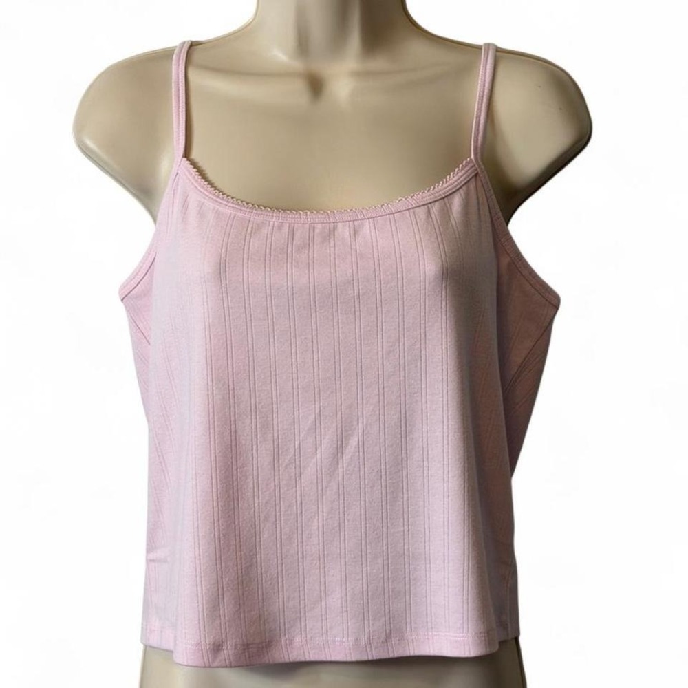 Good American Pink Pointelle Cropped Camisole Top, Women's Size‎ XL